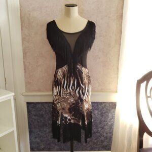 SALE Ballroom Practice Dress black brown animal print fringe